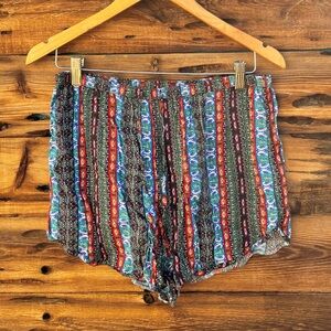 ABERCROMBIE & FITCH | Striped Bohemian Paisley Aztec Southwestern Flowy Shorts M